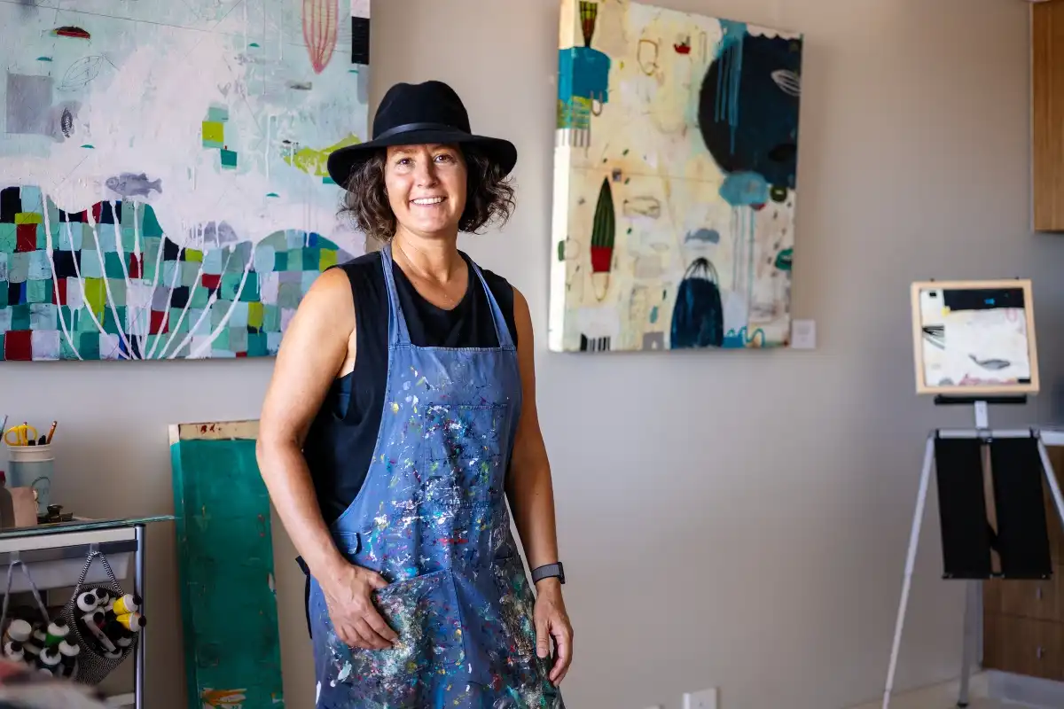 Artist in art studio.